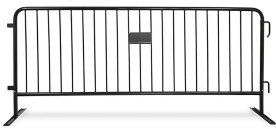 Black crowd control barricade rental panel